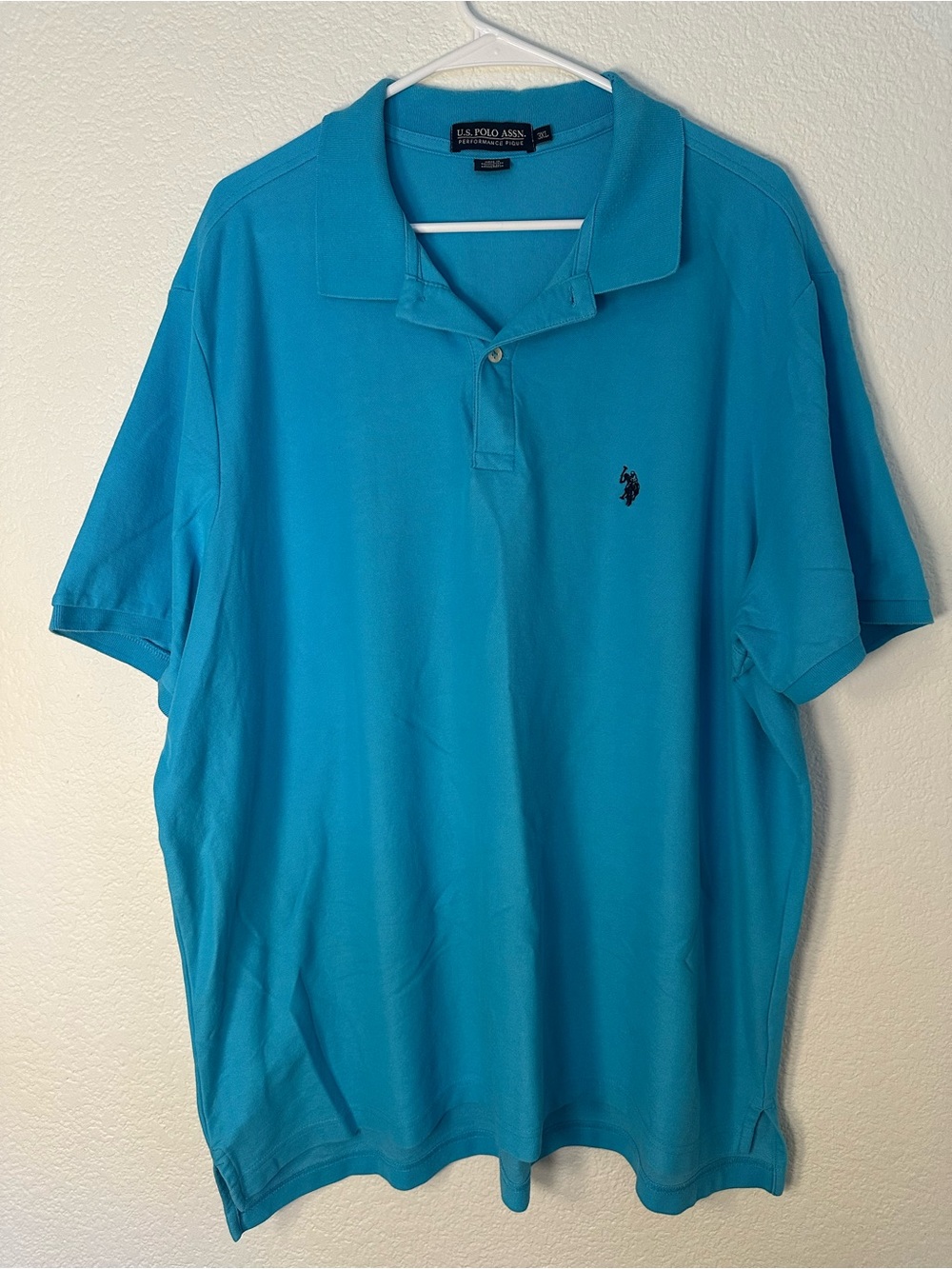 U.S. Polo Assn. Mens 3XL Performance Pique Polo Shirt Blue